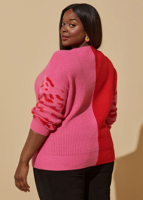 Intarsia Two Tone Sweater, Multi image number 1