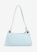 Basketweave Faux Leather Bag, Light Pastel Blue image number 1