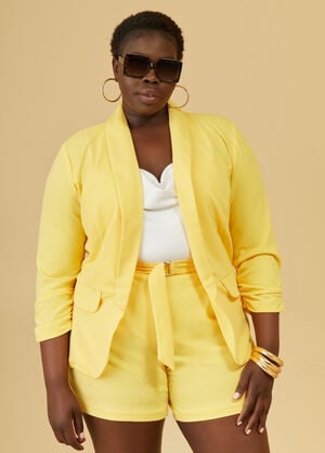 Ruched Blazer, Yellow image number 0