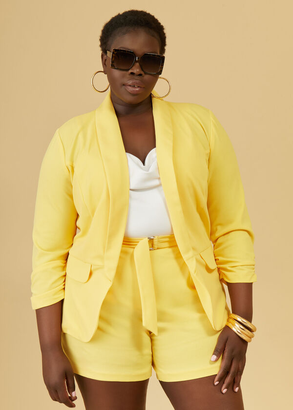 Ruched Blazer, Yellow image number 0