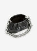 Ruched Faux Leather Chain Bag, Black image number 2