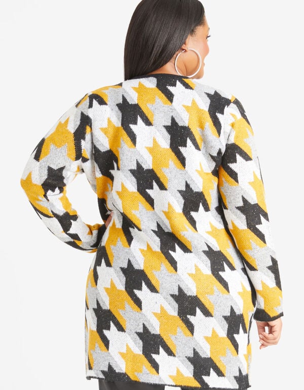 Houndstooth Intarsia Cardigan, Nugget Gold image number 1