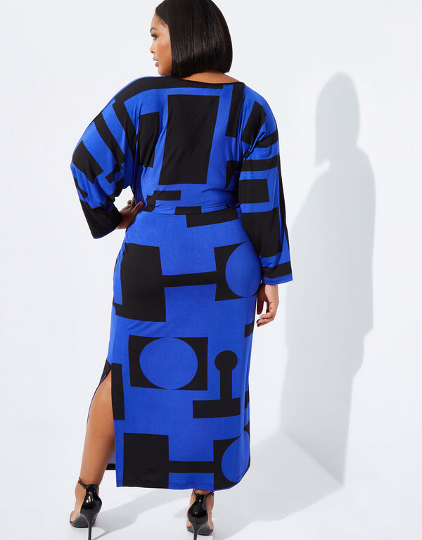 Tall Printed Faux Wrap Maxi Dress, Bluing image number 1