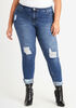 Plus Size Trendy Distressed High Waist Stretch Roll Cuff Skinny Jean image number 0