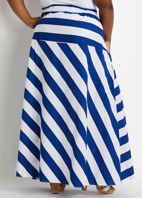 Striped Asymmetric Flare Skirt, Socialite image number 1