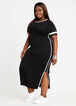 Stripe Hi Slit T Shirt Maxi Dress, Black image number 0