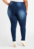 Embellished Mid Rise Skinny Jeans, Dk Rinse image number 1