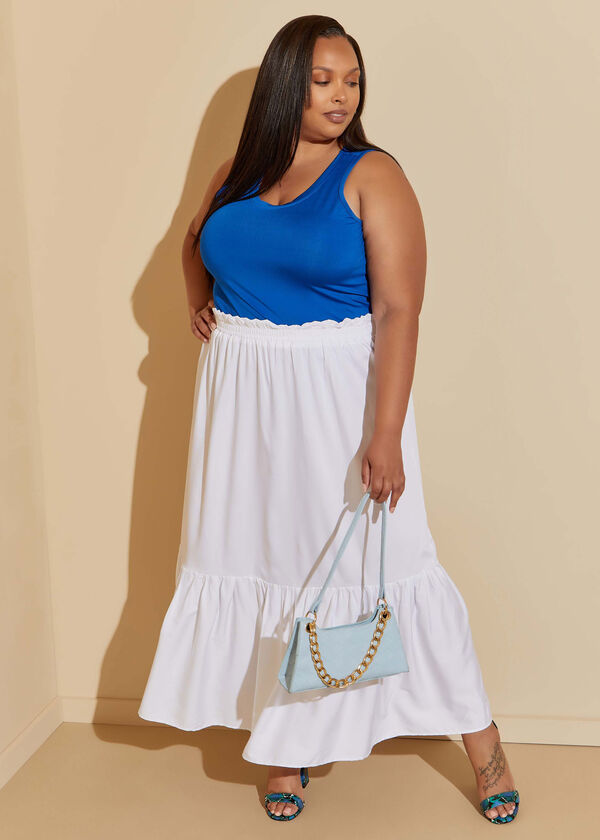Plus Size white summer maxi full length skirt plus size fashion