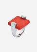 Resin Square Ring  - Color: Hot Coral, Size: N/S, Hot Coral image number 0