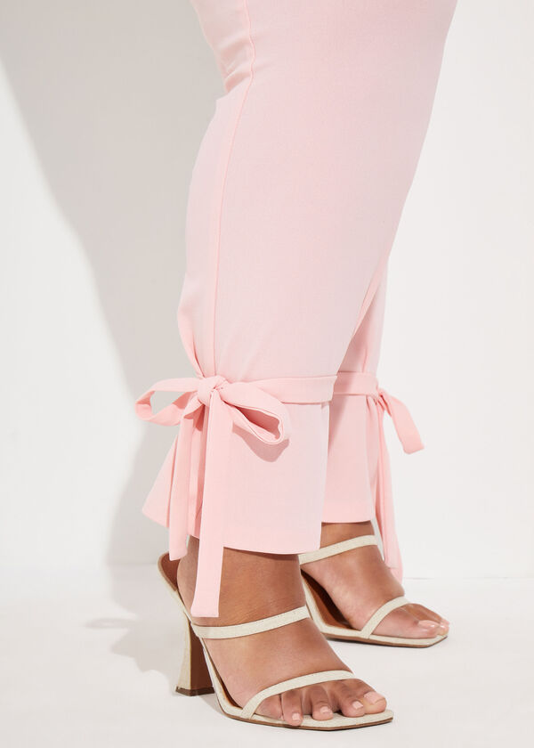 Knotted Stretch Crepe Ankle Pants, Pink image number 2