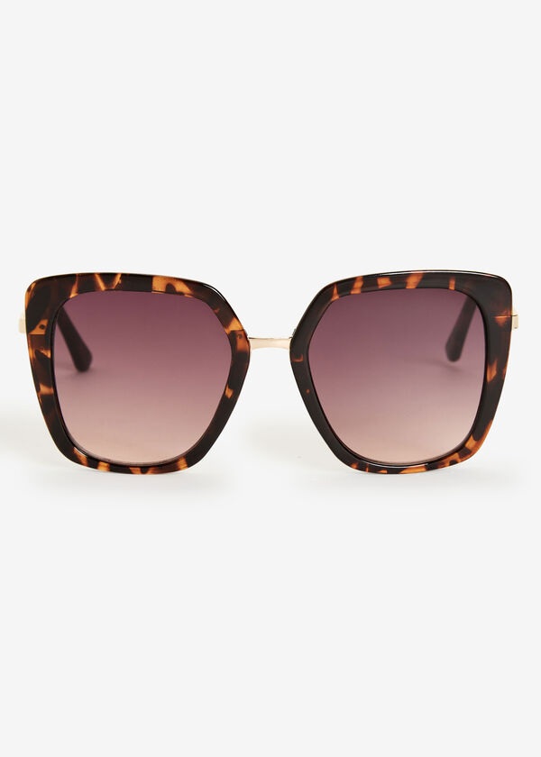 Oversized Animal Print Sunglasses, TORT image number 0