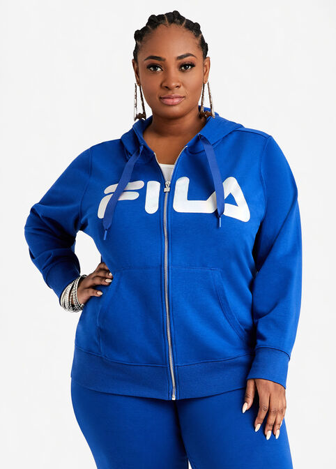 FILA Curve Full Zip Logo Hoodie, Royal Blue image number 0