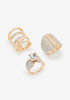 Gold Pave Mix Set of 3 Rings, Gold image number 0