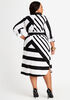 Belted Stripe Cotton Shirtdress, Black White image number 1