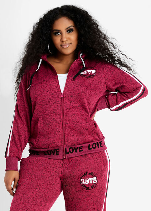 Plus Size Colorblock Love Graphic Hoodie Athleisure Joggers Set image number 0