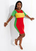 Plus Size Curvy Girl Colorblock Knit Bodycon Sexy Mini T Shirt Dress image number 0