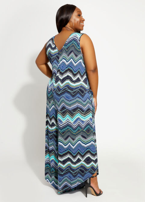 Abstract Cutout Wide Leg Jumpsuit, Blue image number 1