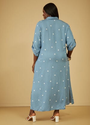 Polka Dot Chambray Maxi Dress, Medium Blue image number 1