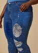 Painted Embellished Skinny Jeans, Blue image number 4