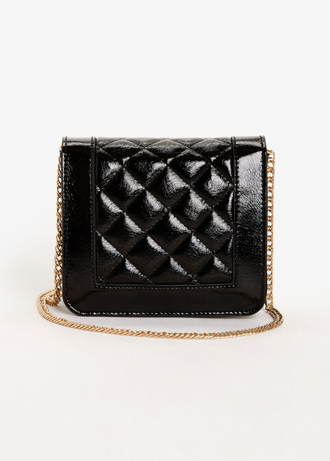 Quilted Faux Leather Mini Box Bag, Black image number 1