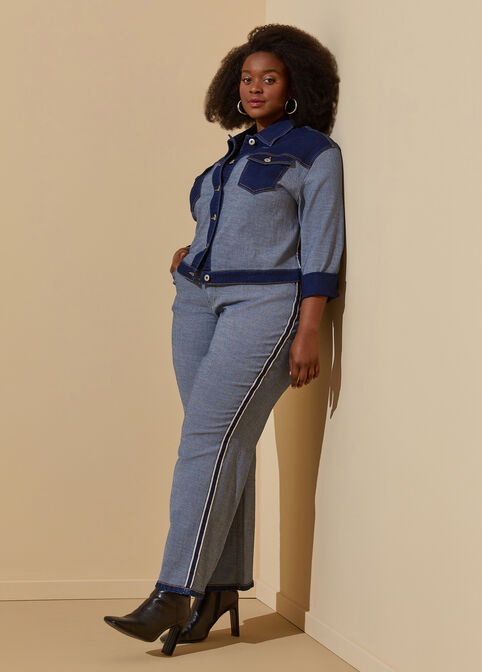 Two Tone Straight Leg Jeans, Denim image number 0