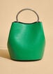 Faux Leather Top Handle Bucket Bag, Jelly Bean image number 2