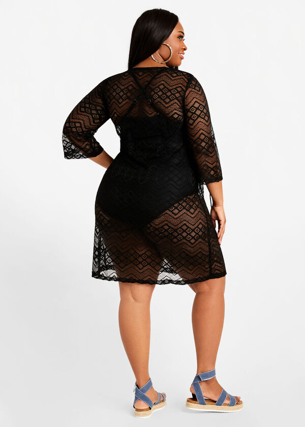 Beach Break Lace Cover Up Dress, Black image number 1