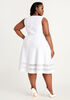 Mesh Trim Fit n Flare Dress, White image number 1
