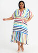 Stripe Mock Wrap Hi Low Maxi Dress, Multi image number 0