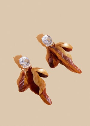 Crystal Petal Drop Earrings, Spicy Mustard image number 1