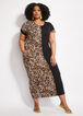 Plus Size Chic Leopard Colorblock Maxi T Shirt Short Sleeve Dresses image number 0