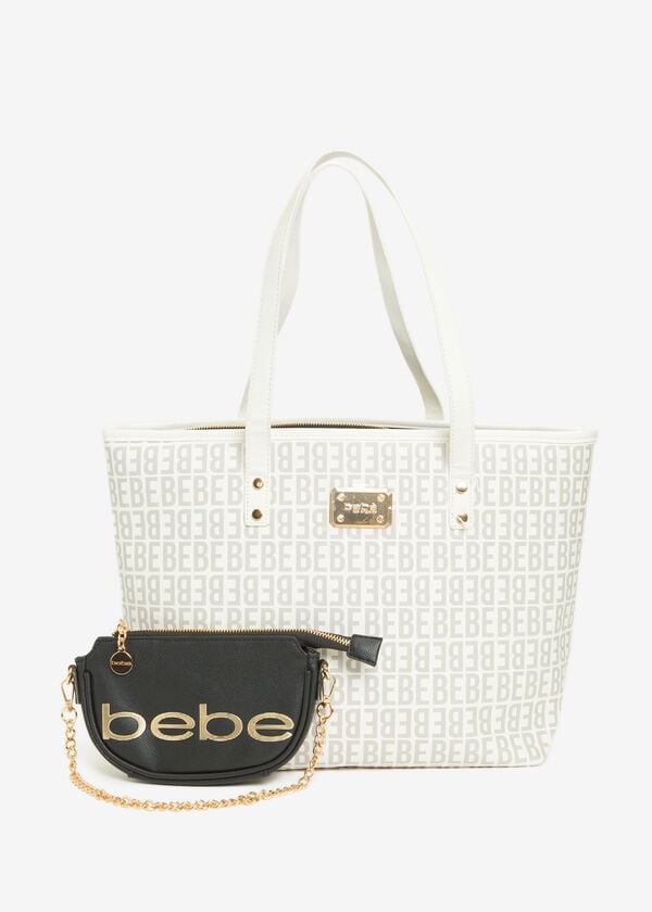 Bebe James Pouch And Tote Set, White image number 0