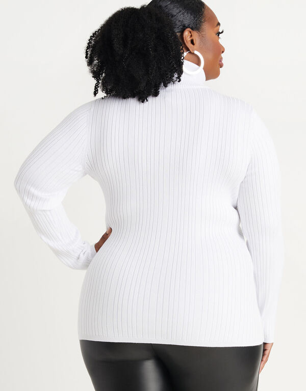 Rib Knit Turtleneck Sweater, White image number 1