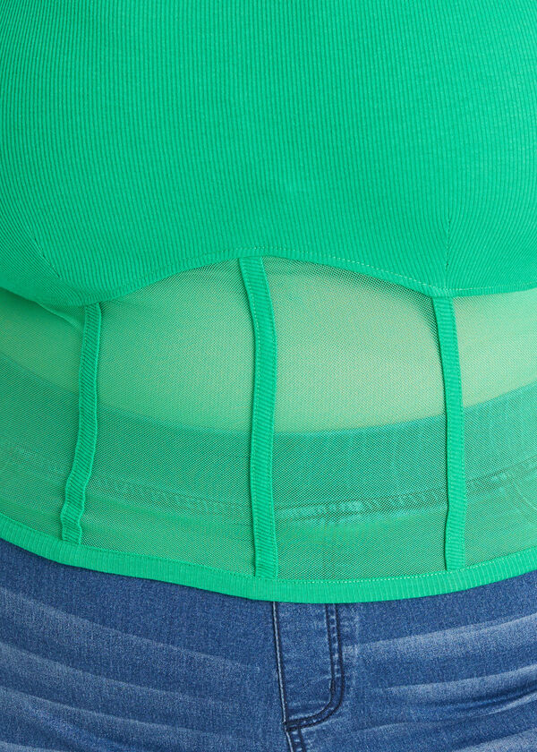 Mesh Paneled Bustier Top, Bright Green image number 2