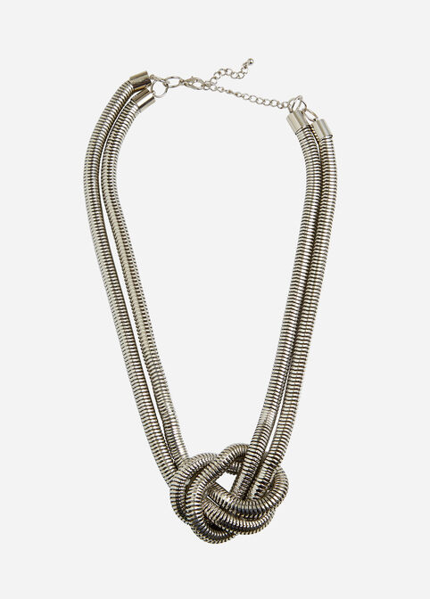 Silver Knot Two Strand Necklace, Silver image number 0