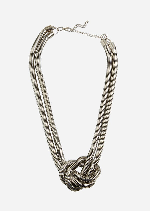 Statement Jewelry Thick Chain Link Two Layer Knot Long Necklace
