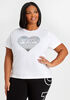 DKNY Jeans Sequin Logo Heart Tee, White image number 0