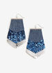 Faux Leather Mix Fringe Earrings, Sodalite image number 0