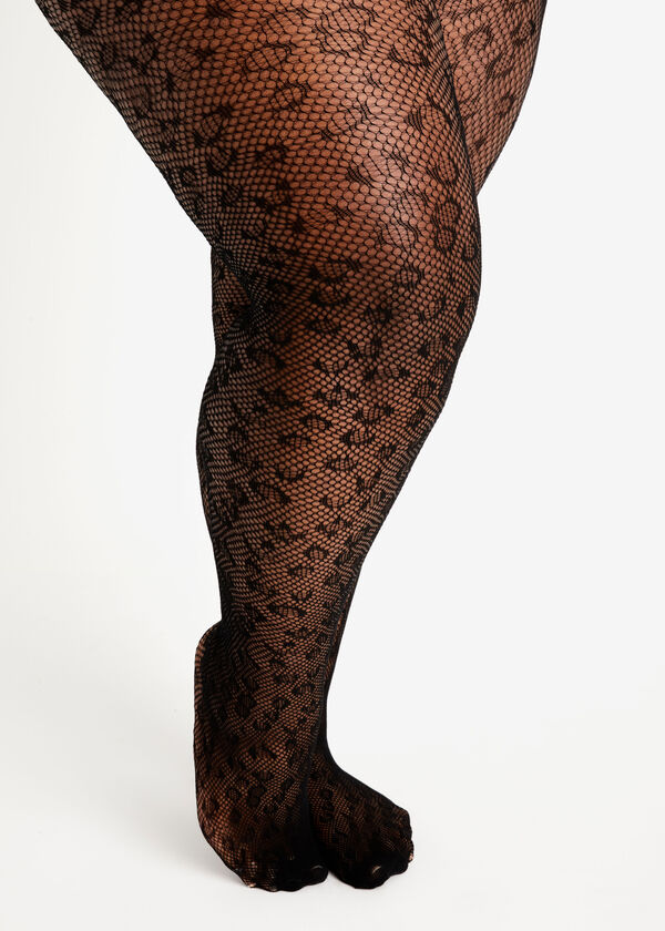 Animal Mesh Footed Tights, Black image number 0