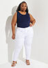 Mid Rise Crystal Embellished Jeans, White image number 2