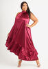 Pleated Stretch Satin Dress, Wine image number 0