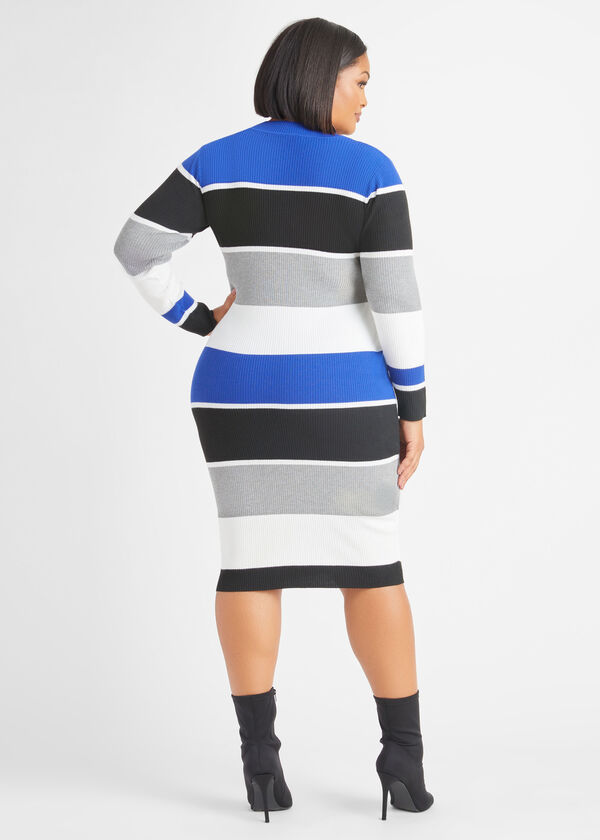 Cutout Striped Sweater Dress, Sodalite image number 1