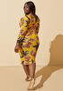 Pleated Printed Bodycon Dress, Multi image number 1