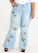 Butterfly Distressed Flare Jeans, Lt Sky Blue image number 0