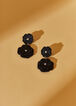 Layered Beaded Flower Earrings, Black image number 1