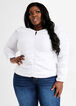 Ruched Poplin Keyhole Top, White image number 2