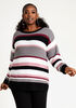 Colorblock Stripe Tunic Sweater, Multi image number 0