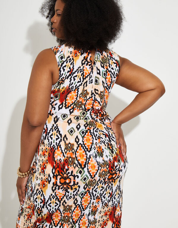 Ruched Printed Midi Dress, Tortoise Shell image number 1
