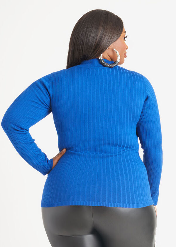 Strap Detailed Ribbed Sweater, Sodalite image number 1