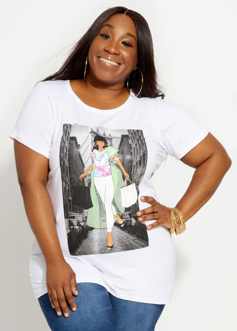 City Girl Shopper Graphic Tee, White image number 0